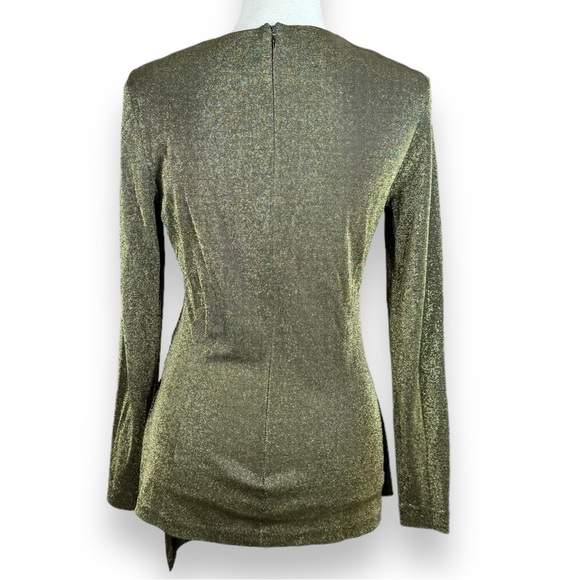 Richard Warren Black & Metallic Gold V-Neck Asymmetrical Hem Side Gathered Top - Picture 6 of 9